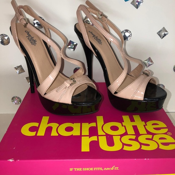 Charlotte russe tan and black strappy heels size 7 - Picture 2 of 5